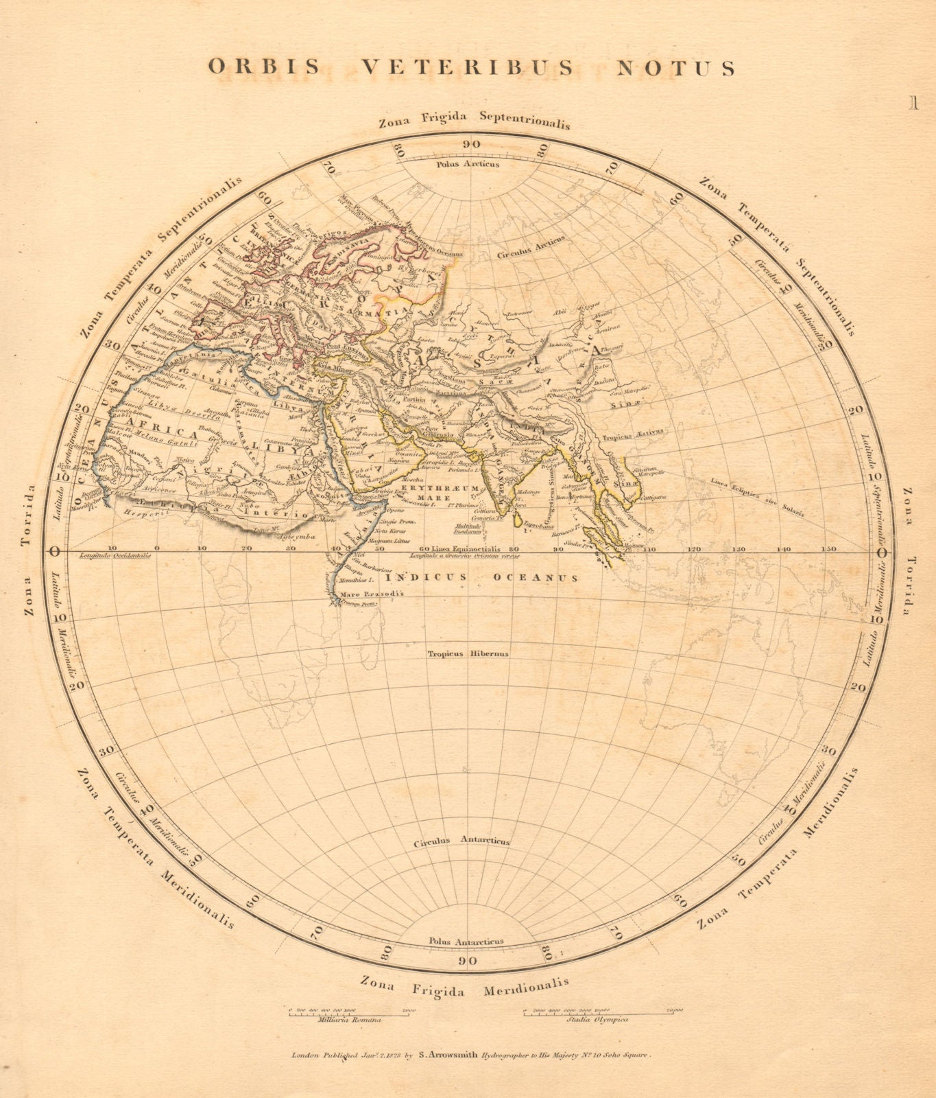 ANCIENT WORLD. Orbis Veteribus Notus. Europe Africa Asia. ARROWSMITH 1828 map